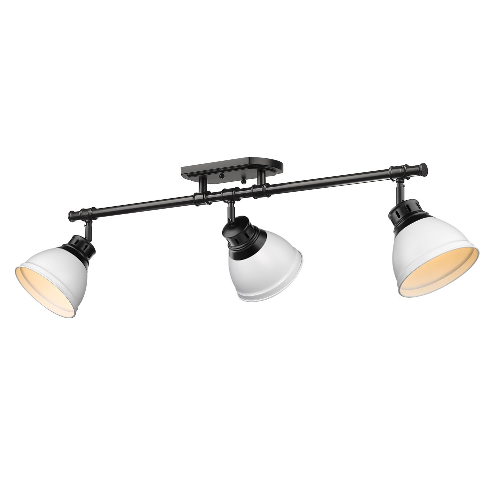 Yep by Golden Lighting Duncan 3-light Semi-Flush Mount in Matte Black and Matte White shade